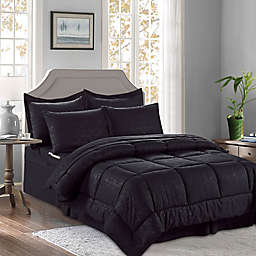 Bamboo Pattern 8-Piece King/California King Comforter Set in Black