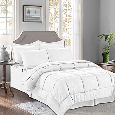 Bamboo Pattern 8-Piece Full/Queen Comforter Set in White. View a larger version of this product image.