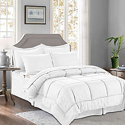 Bamboo Pattern 8-Piece Full/Queen Comforter Set in White