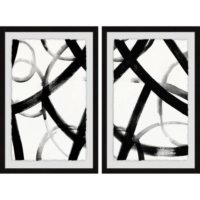 Marmont Hill Monochrome Ripple Diptych Framed Wall Art Set Of 2