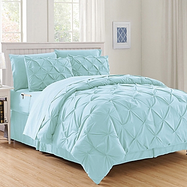 Hi-Loft Luxury Pintuck 8-Piece Full/Queen Comforter Set in Aqua. View a larger version of this product image.