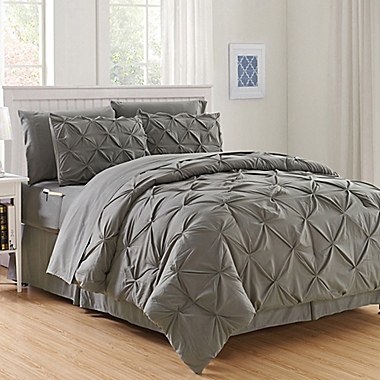 Hi-Loft Luxury Pintuck 8-Piece King/California King Comforter Set in Grey. View a larger version of this product image.
