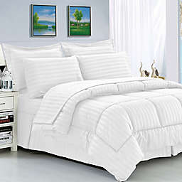 Elegant Comfort Dobby Stripe 8-Piece Full/Queen Comforter Set in White