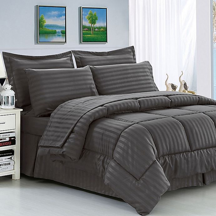 Elegant Comfort Dobby Stripe Comforter, Bed Bath And Beyond King Size Quilt Sets