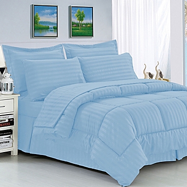Elegant Comfort Dobby Stripe 8-Piece King/California King Comforter Set in Aqua. View a larger version of this product image.