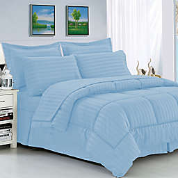 Elegant Comfort Dobby Stripe 8-Piece King/California King Comforter Set in Aqua