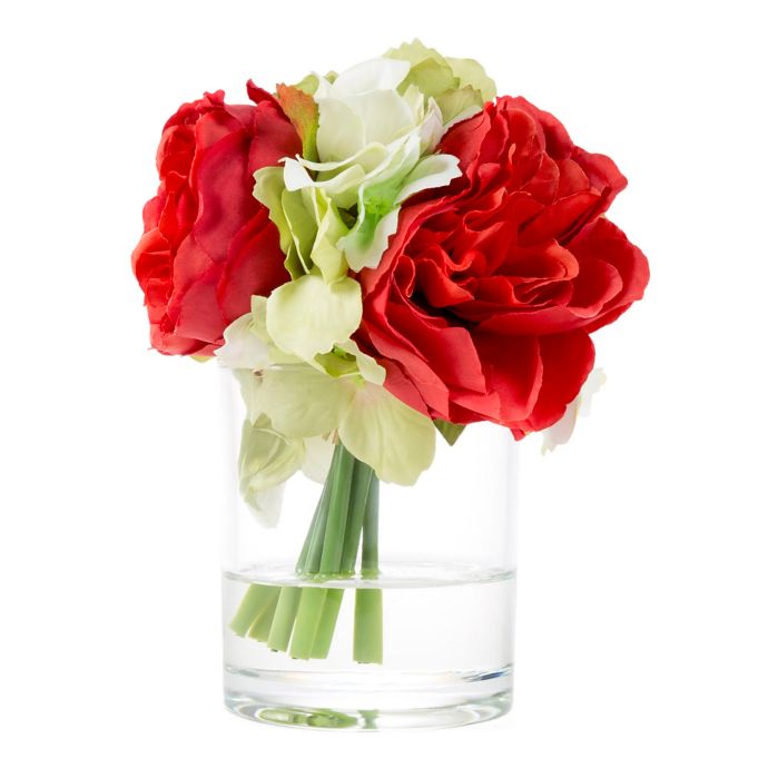 pure garden hydrangea and rose artificial silk floral arrangemen