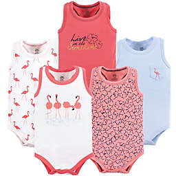 Yoga Sprout 5-Pack Sleeveless Flamingo Bodysuits in Pink
