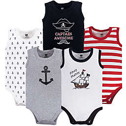 Hudson Baby® Size 0-3M 5-Pack Pirate Ship Sleeveless Bodysuits in Black