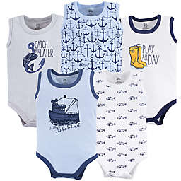 Yoga Sprout 5-Pack Sleeveless Fisherman Bodysuits in Blue/White