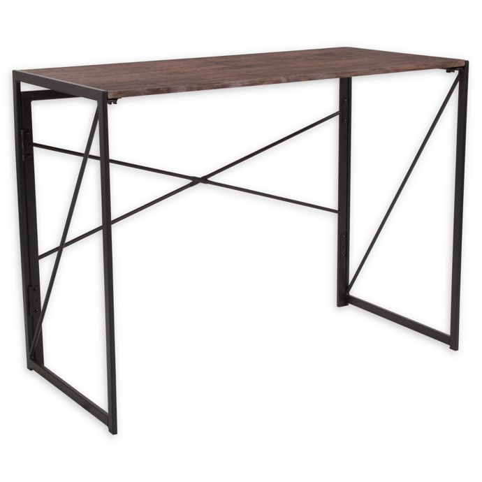 No Tools Folding Desk In Black Bed Bath Beyond