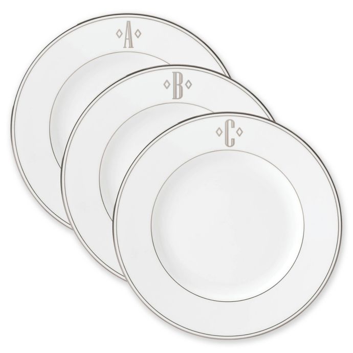Lenox® Federal Platinum™ Monogrammed Block Letter Dinner Plate Bed