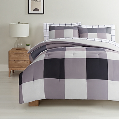 Simply Essential&trade; Vertical Colorblock 5-Piece Twin/Twin XL Comforter Set in Grey. View a larger version of this product image.