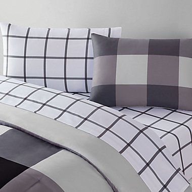 Simply Essential&trade; Vertical Colorblock 5-Piece Twin/Twin XL Comforter Set in Grey. View a larger version of this product image.
