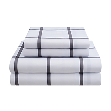 Simply Essential&trade; Block Plaid 7-Piece Full/Full XL Comforter Set in Grey. View a larger version of this product image.