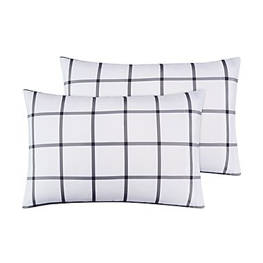Simply Essential&trade; Block Plaid 7-Piece Full/Full XL Comforter Set in Grey. View a larger version of this product image.