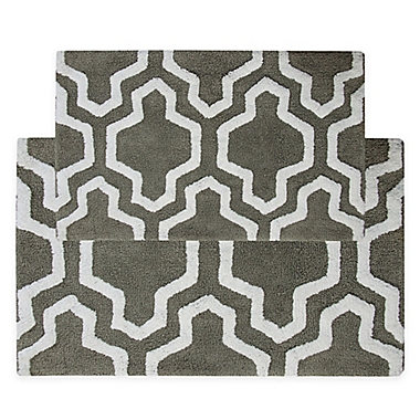 2-Tone Quatrefoil Bath Mat Set in Grey/White (Set of 2). View a larger version of this product image.