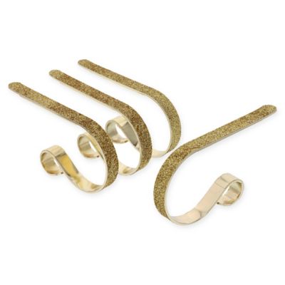 Original MantleClip&reg; Glitter Stocking Holders in Gold Glitter (4-Pack)
