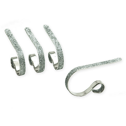 Alternate image 1 for Original MantleClip® Glitter Stocking Holders in Silver Glitter (4-Pack)