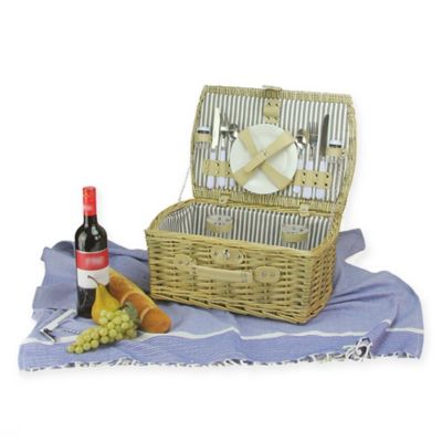 Northlight 14-Piece Picnic Basket Set in Grey/Natural | Bed Bath & Beyond