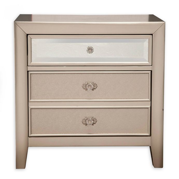Silver Dreams 2 Drawer Nightstand In Silver Bed Bath And Beyond 