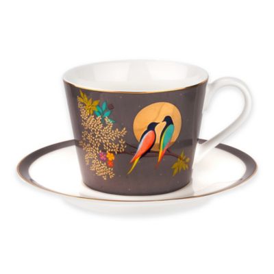 Portmeirion&reg; Chelsea Cup and Saucer in Dark Grey