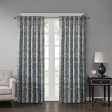 Georgia Print 108-Inch Room Darkening Grommet Window Curtain Panel in Grey (Single). View a larger version of this product image.