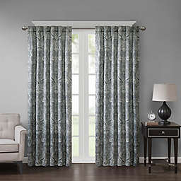 Georgia Print 108-Inch Room Darkening Grommet Window Curtain Panel in Grey (Single)