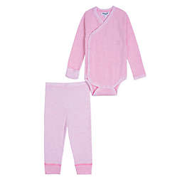 Splendid Kids Size 3-6M 2-Piece Kimono-Style Long Sleeve Heather Bodysuit and Pant Set in Pink