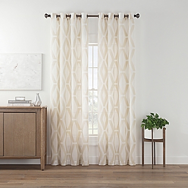 Marco Geo Sheer 95-Inch Grommet Window Curtain Panel in Linen (Single). View a larger version of this product image.