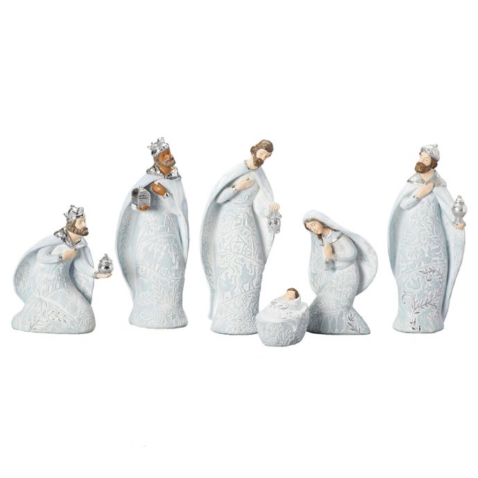 6Piece Nativity Scene in White/Blue Bed Bath & Beyond