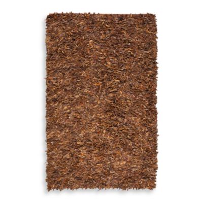 Safavieh Leather Shag Rug Collection&nbsp;in Saddle