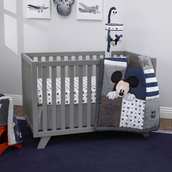 Disney Mickey Mouse Hello World 4 Piece Crib Bedding Set In