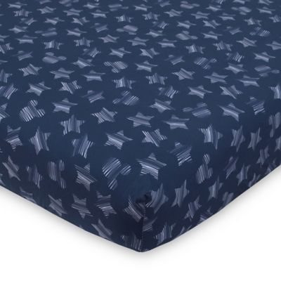 Disney&reg; Mickey Mouse &quot;Hello World&quot; Fitted Crib Sheet in Navy