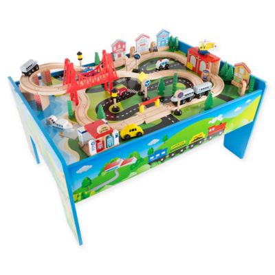 wooden train play table