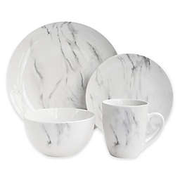 American Atelier Marble 16-Piece Dinnerware Set in White/Grey