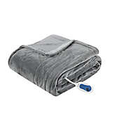 Beautyrest Heated Plush Oversized Solid Throw in Grey