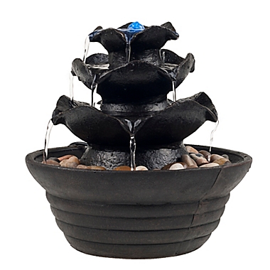 Pure Garden Cascading 3-Tier LED Fountain in Black with Pump. View a larger version of this product image.