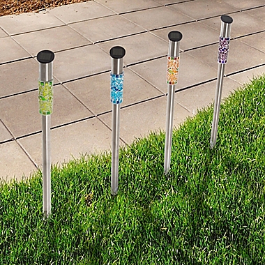 Pure Garden Solar LED Light Steel Mosaic Column. View a larger version of this product image.