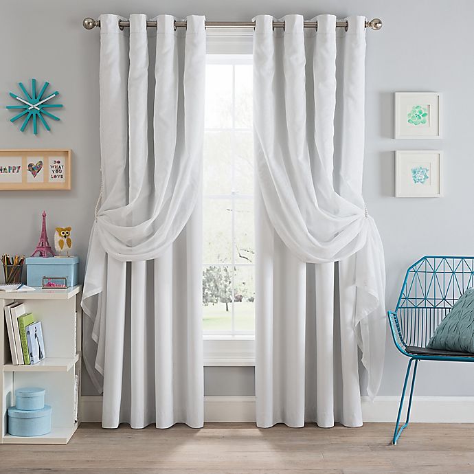 Sparkle Grommet Blackout Layered Sheer Window Curtain Panel | Bed Bath