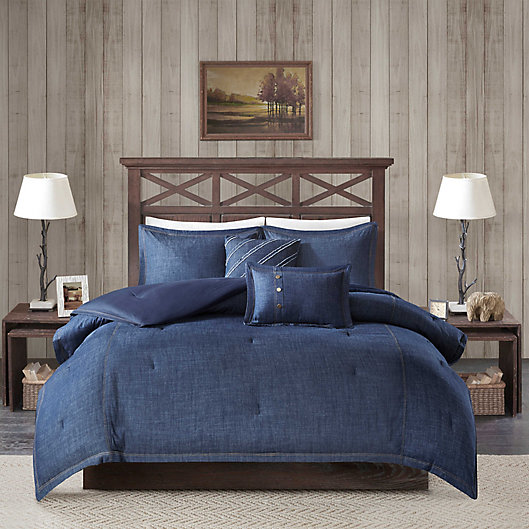 Alternate image 1 for Woolrich® Perry 4-Piece Reversible Denim Twin/Twin XL Comforter Set in Blue