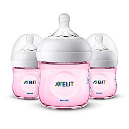 Philips Avent Natural 4-Ounce Bottle in Pink (3-Pack)