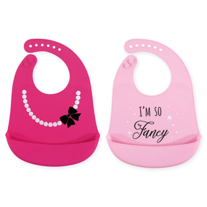 Hudson Baby® 2Pack Fancy Silicone Bibs in Pink buybuy BABY