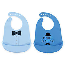 Hudson Baby® 2-Pack Perfect Gentleman Silicone Bibs