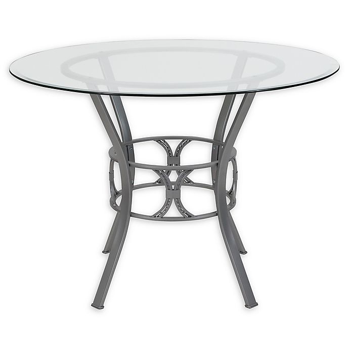 Flash Furniture Carlisle 42 Inch Metal, 42 Inch Round Glass Dining Table