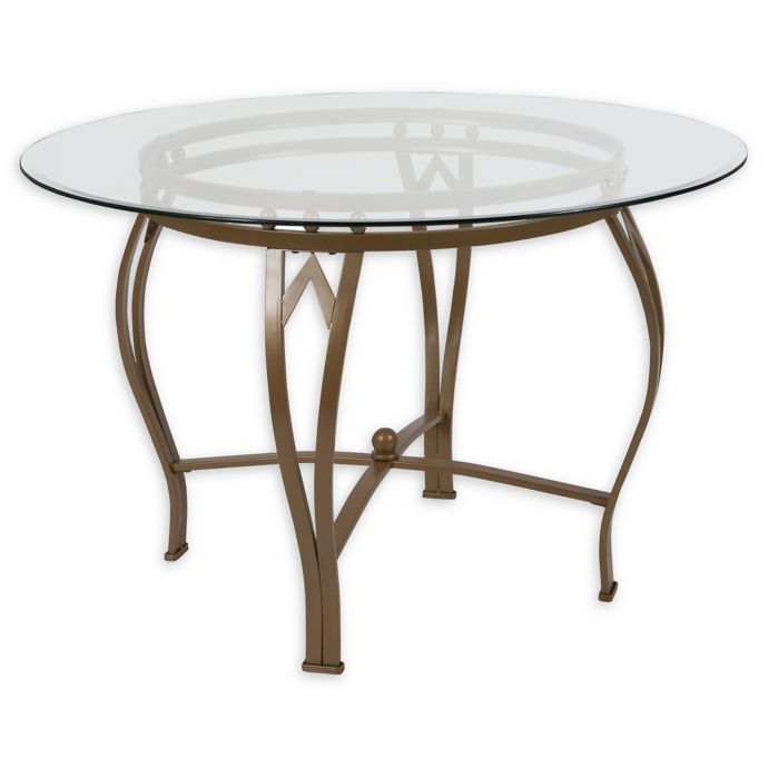 Flash Furniture Syracuse 45 Inch Metal And Glass Round Dining