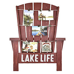 Adirondack-Inspired Lake Life 21-Inch x 26.5-Inch Wood Photo Clip Frame in Red