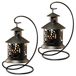 Metal Tabletop Lanterns in Black (Set of 2)