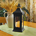 Alternate image 1 for Classic 14-Inch Black Metal Lantern with Battery Operated Candle and Timer