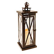 Black Criss Cross Metal Lantern with LED Candle and Timer